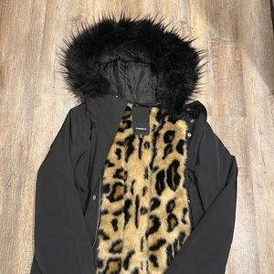 🐆 Express Faux Fur Trim Parka with Removable Leopard Lining
